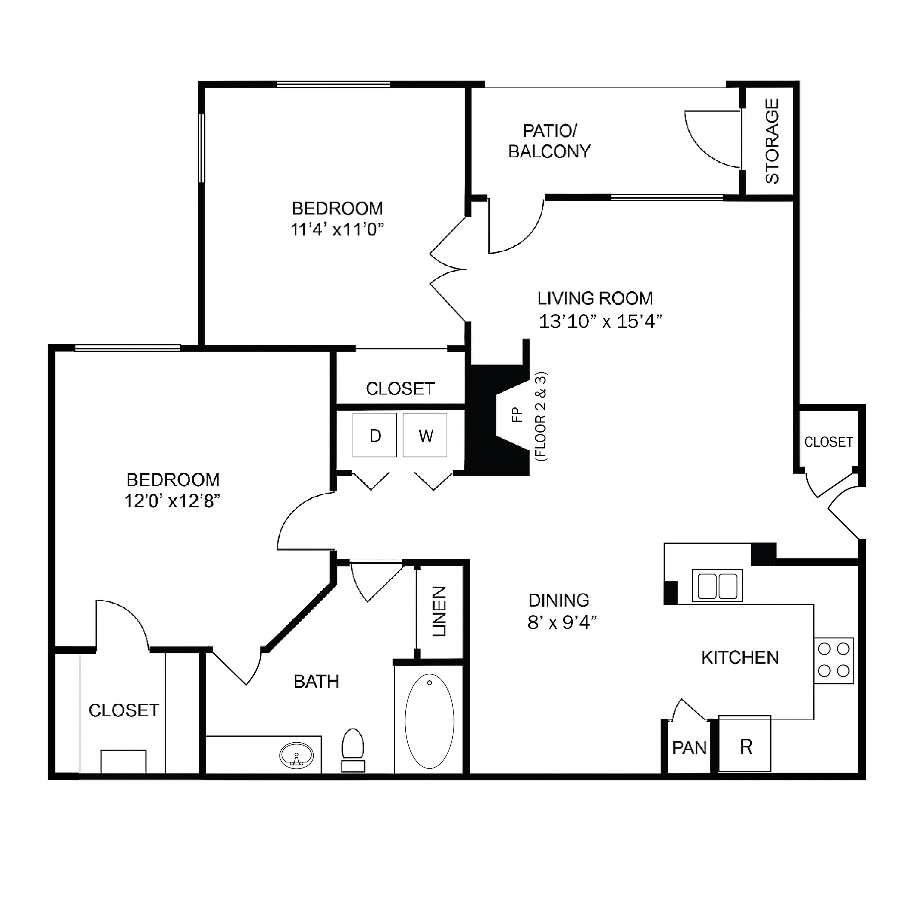 Floor plan layout diagram for 2A